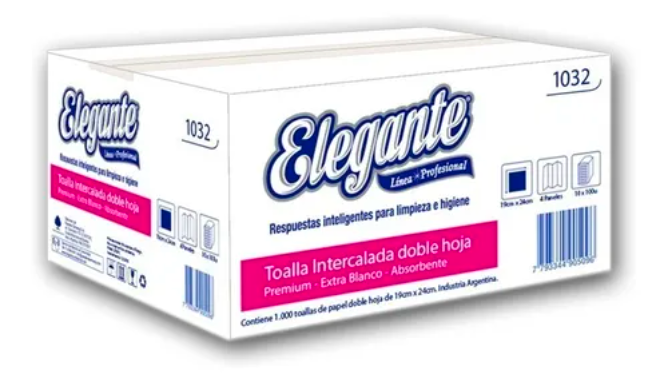 Toalla Papel Intercalada Elegante Blanca Doble Hoja Cod 1032