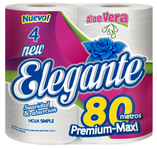 PAPEL HIGIENICO ELEGANTE 4X80M ALOE (COD-914)