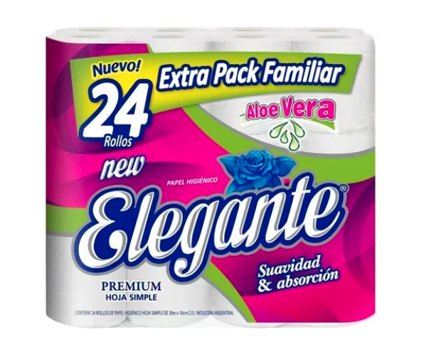 Papel Higienico Elegante 24x30 Hoja Simple (cod 919)