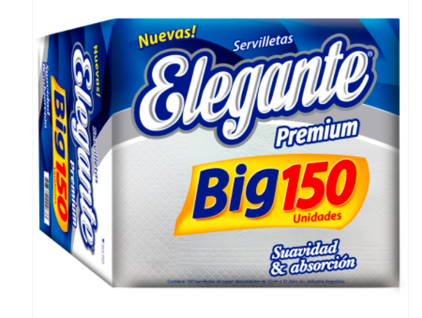 SERVILLETA DE PAPEL ELEGANTE X 150 UNIDADES 32 X 31.5 cod. 945