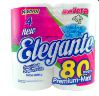 HIGIENICO ELEGANTE ALOE VERA X 80 M X 4