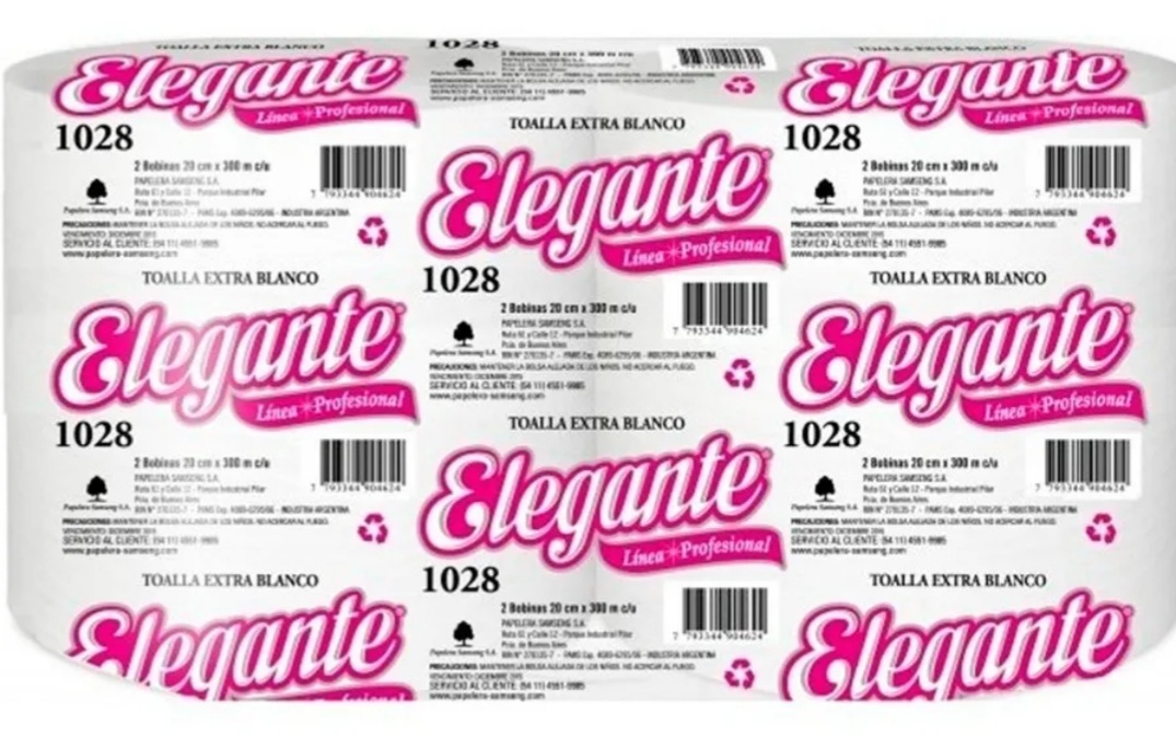 TOALLA BOBINA 2U X 300 MTS ELEGANTE 1028